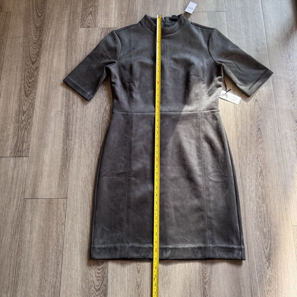 NWT Ann Taylor Dress Sz 8 Gray Faux Suede Mock Neck Short Sleeve Sheath MP $159 - Picture 10 of 15